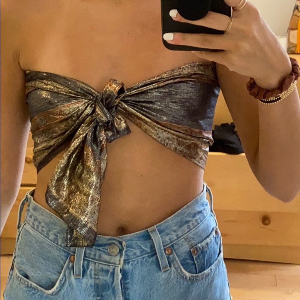Metallic scarf top